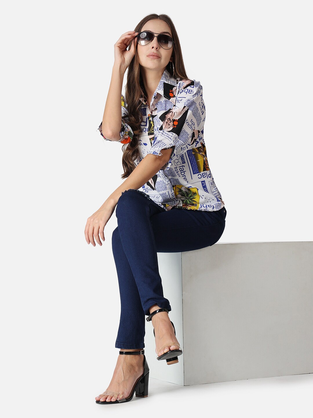 

SCORPIUS Classic Typography Printed Casual Shirt, White