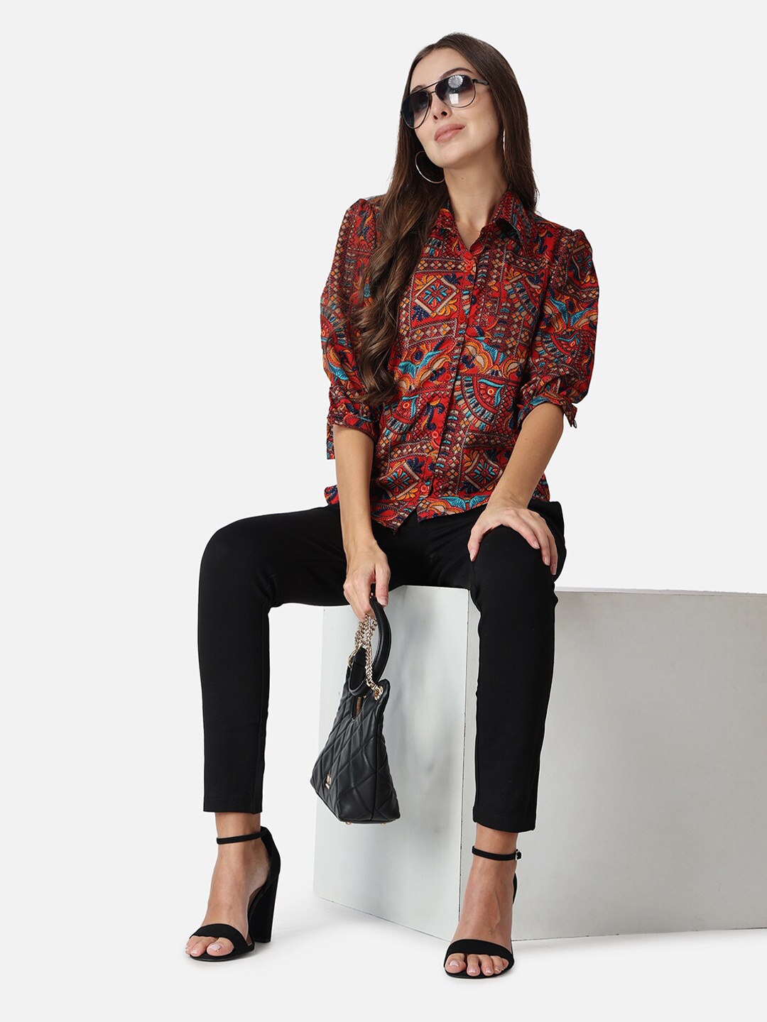 

SCORPIUS Classic Opaque Printed Casual Shirt, Maroon