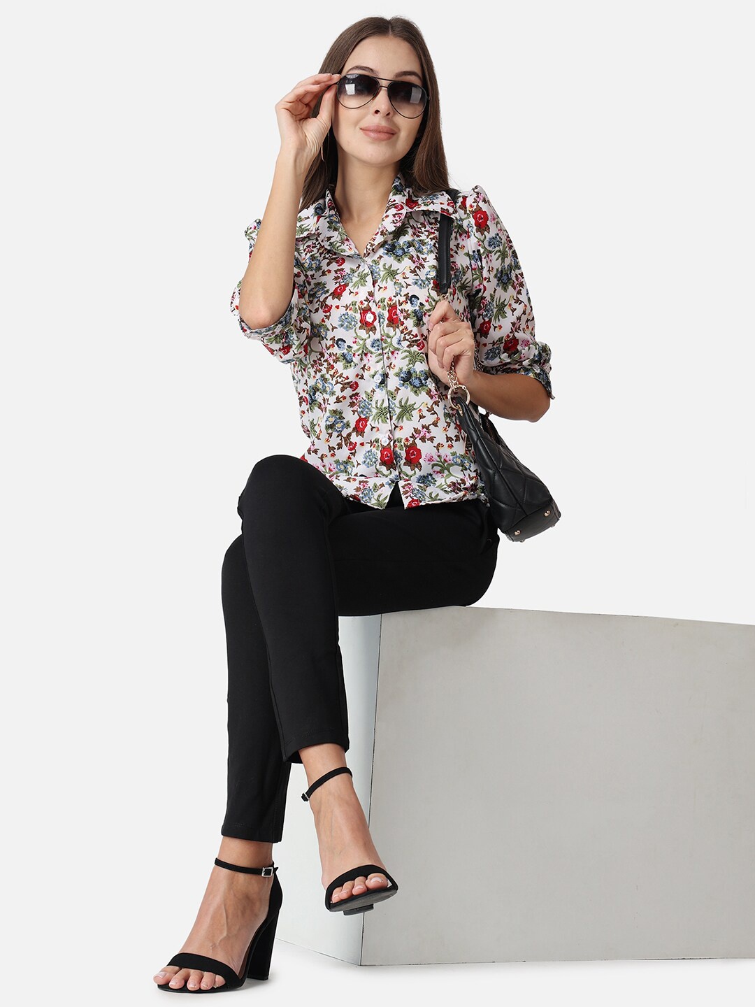 

SCORPIUS Classic Opaque Printed Casual Shirt, White