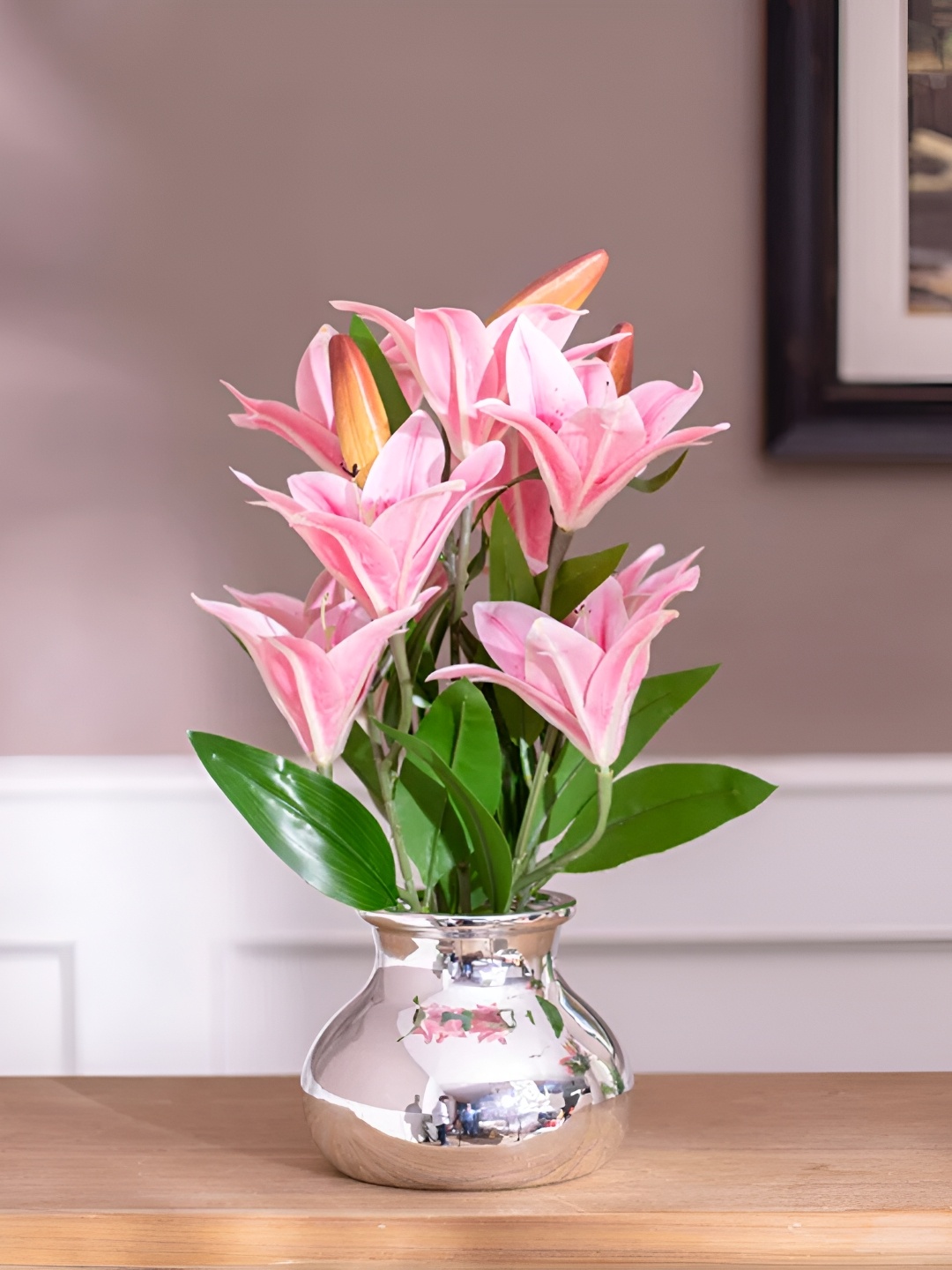 

THEDECORKART Silver-Toned Cylindrical Planter