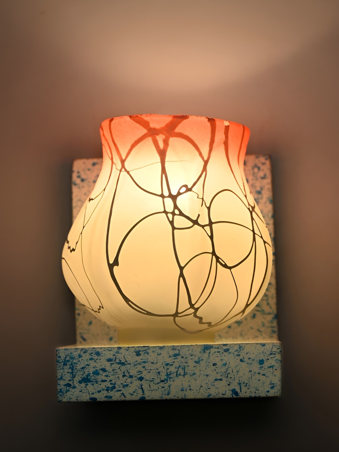 

1ST TIME Orange & Grey Printed Glass Contemporary Wall Lamp