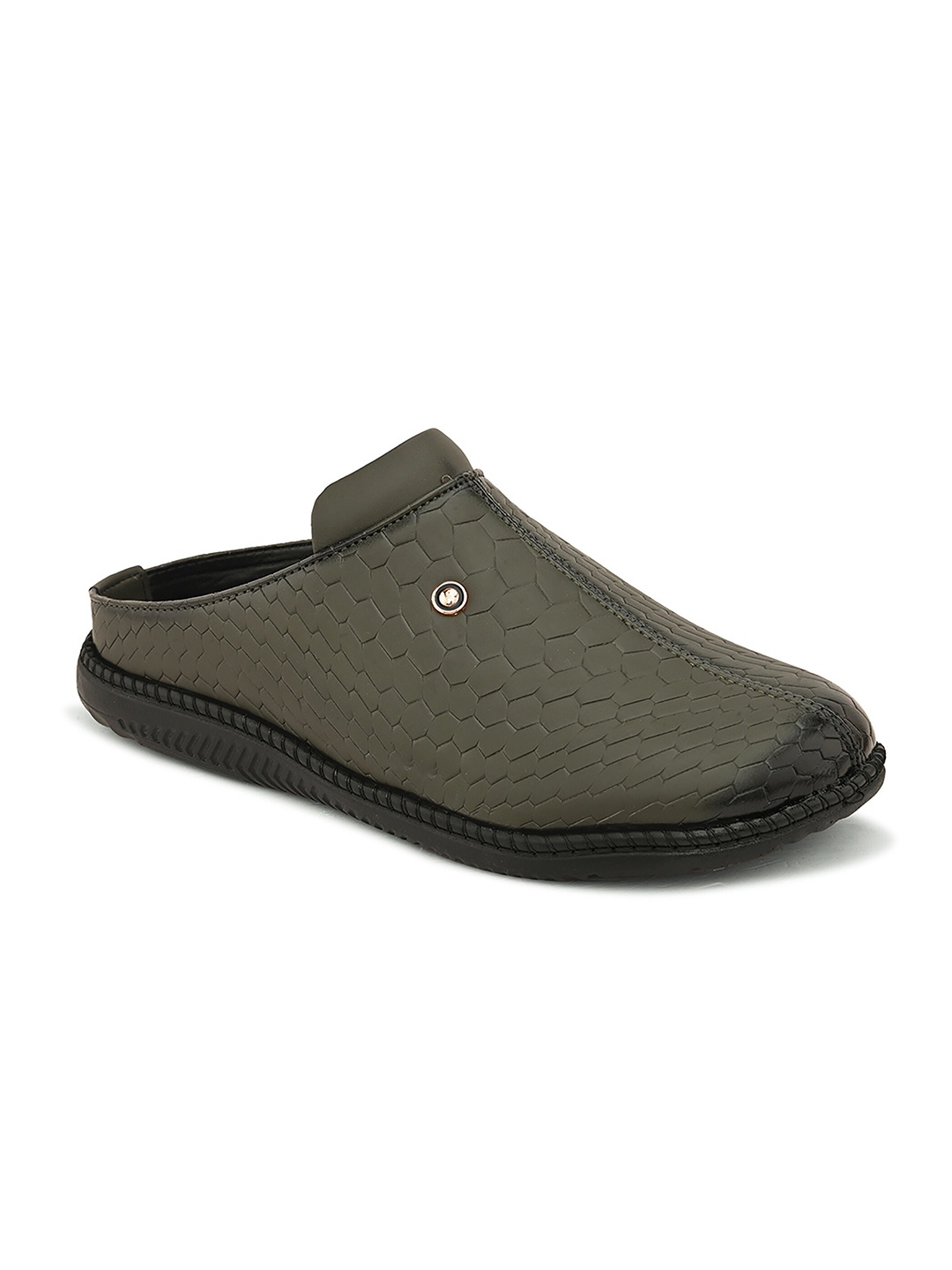 

John Karsun Men Textured Clogs, Olive