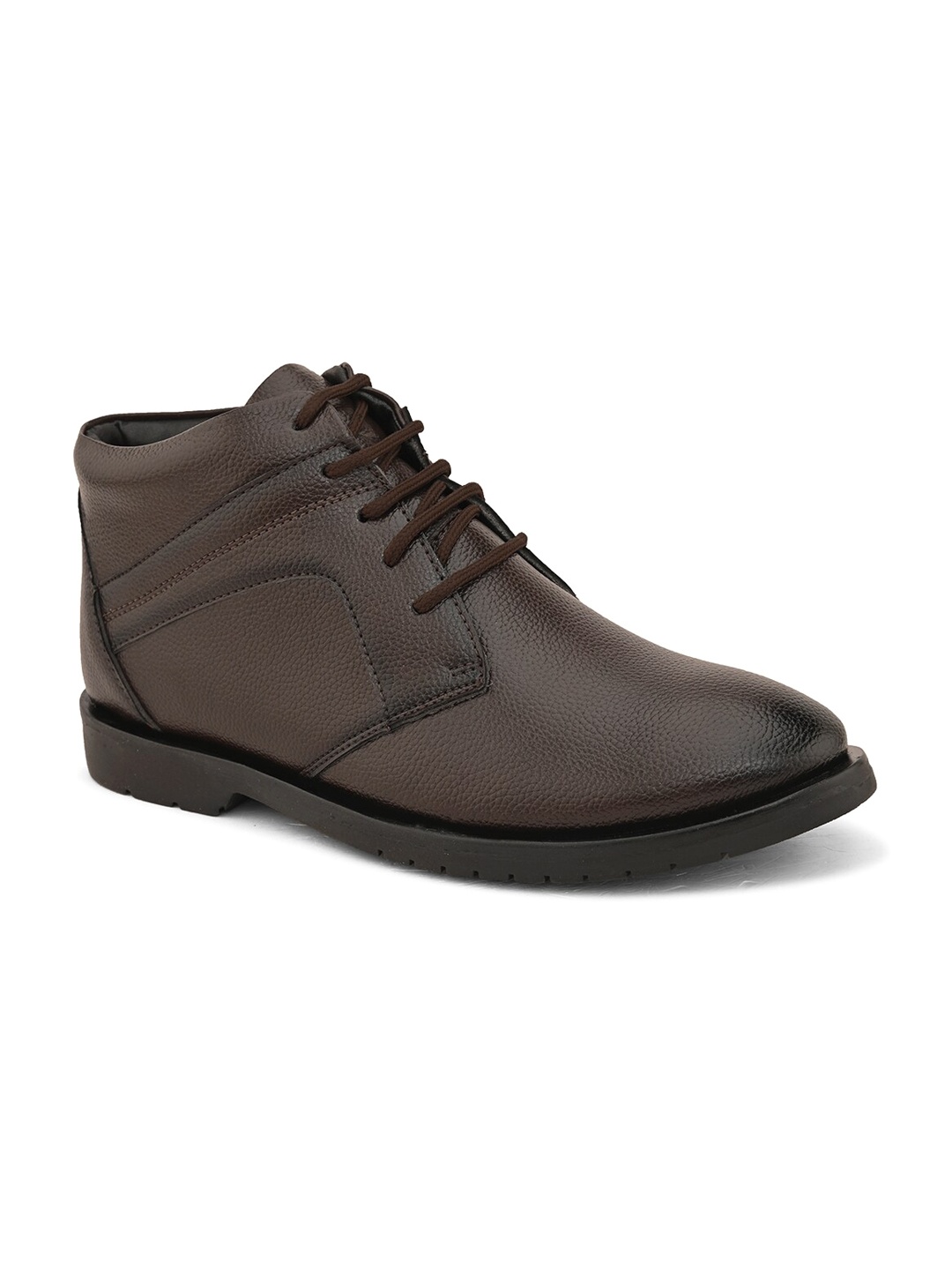 

John Karsun Men Textured Round Toe Mid-Top Moisture Wicking Derbys, Brown