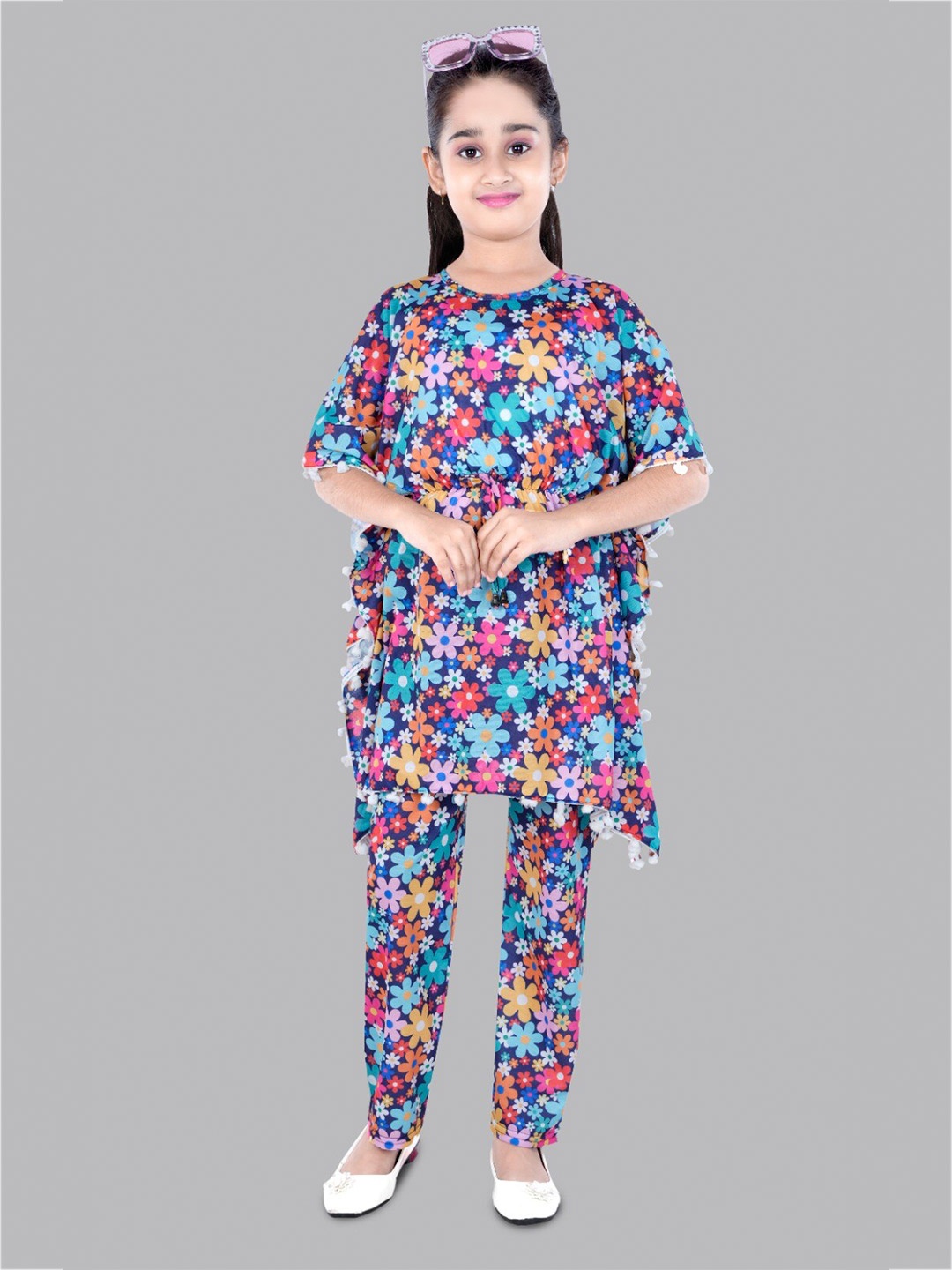 

BAESD Girls Floral Printed Round Neck Clothing Set, Blue
