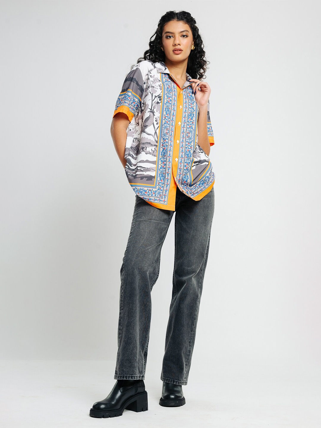 

FREAKINS Floral Printed Casual Shirt, White