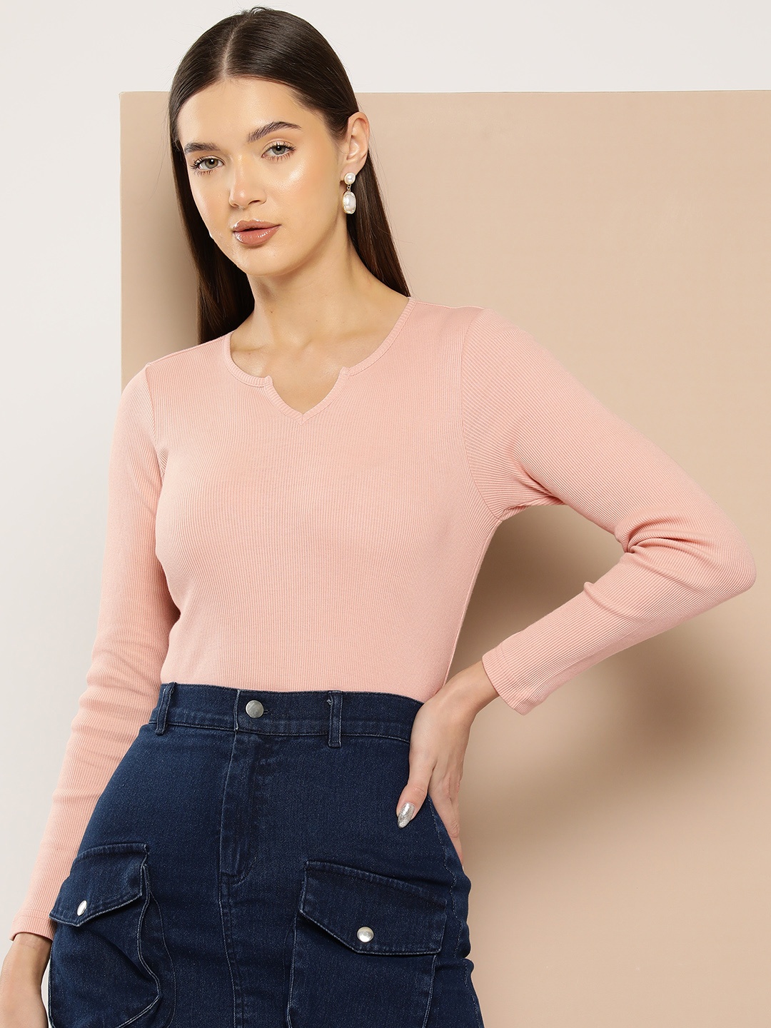 

Chemistry Fitted Cotton Top, Pink