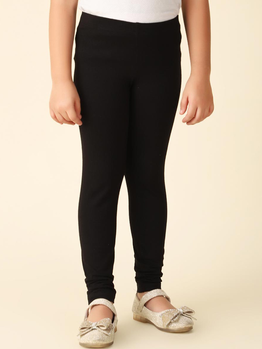 

Fabindia Girls Cotton Churidar Length Leggings, Black