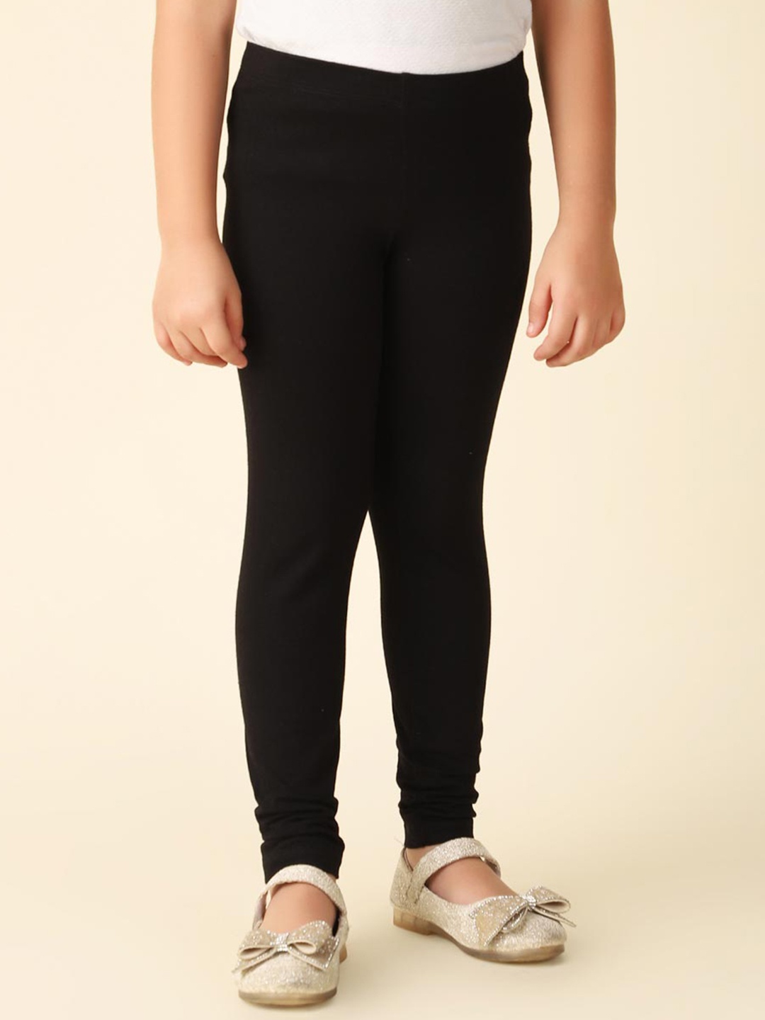 

Fabindia Girls Cotton Churidar Length Leggings, Black