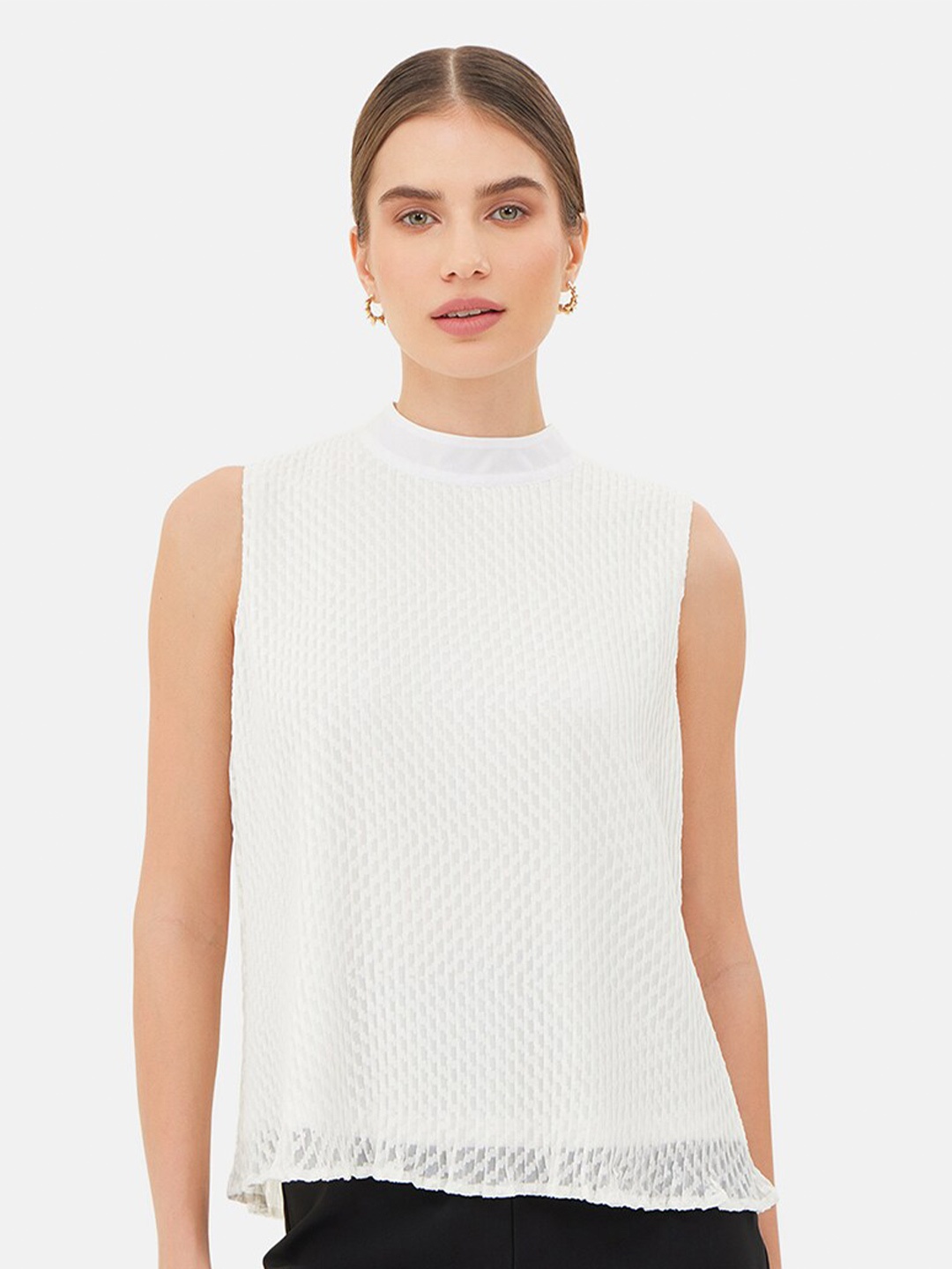 

Kazo Self Design Top, White