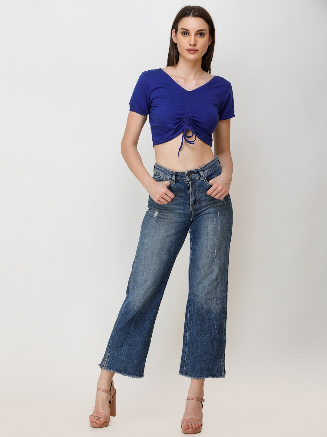 

SCORPIUS V-Neck Crop Top, Blue