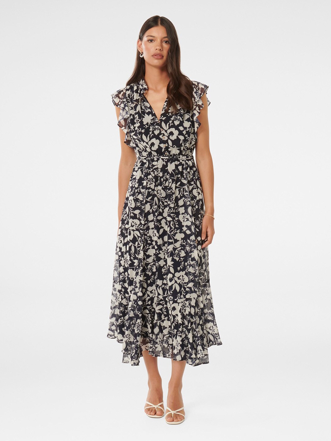 

Forever New Floral Printed Fit & Flare Midi Dress, Black