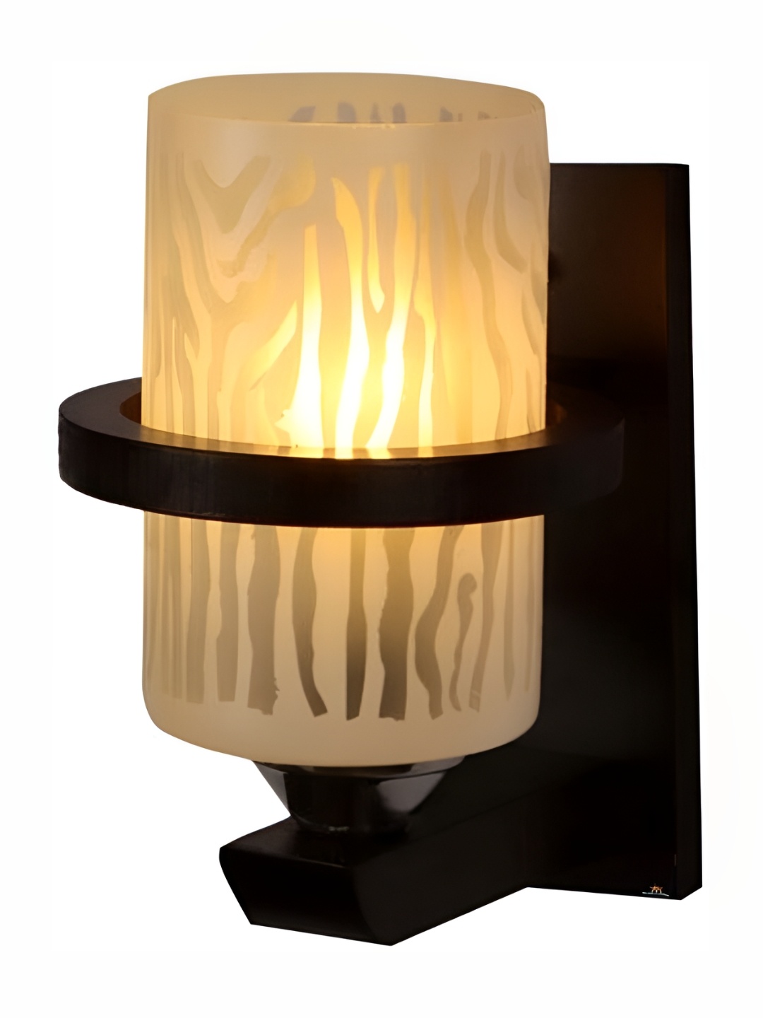 

DENICRAAS Brown & White Printed Wooden Contemporary Cylindrical Shaped Wall Lamp