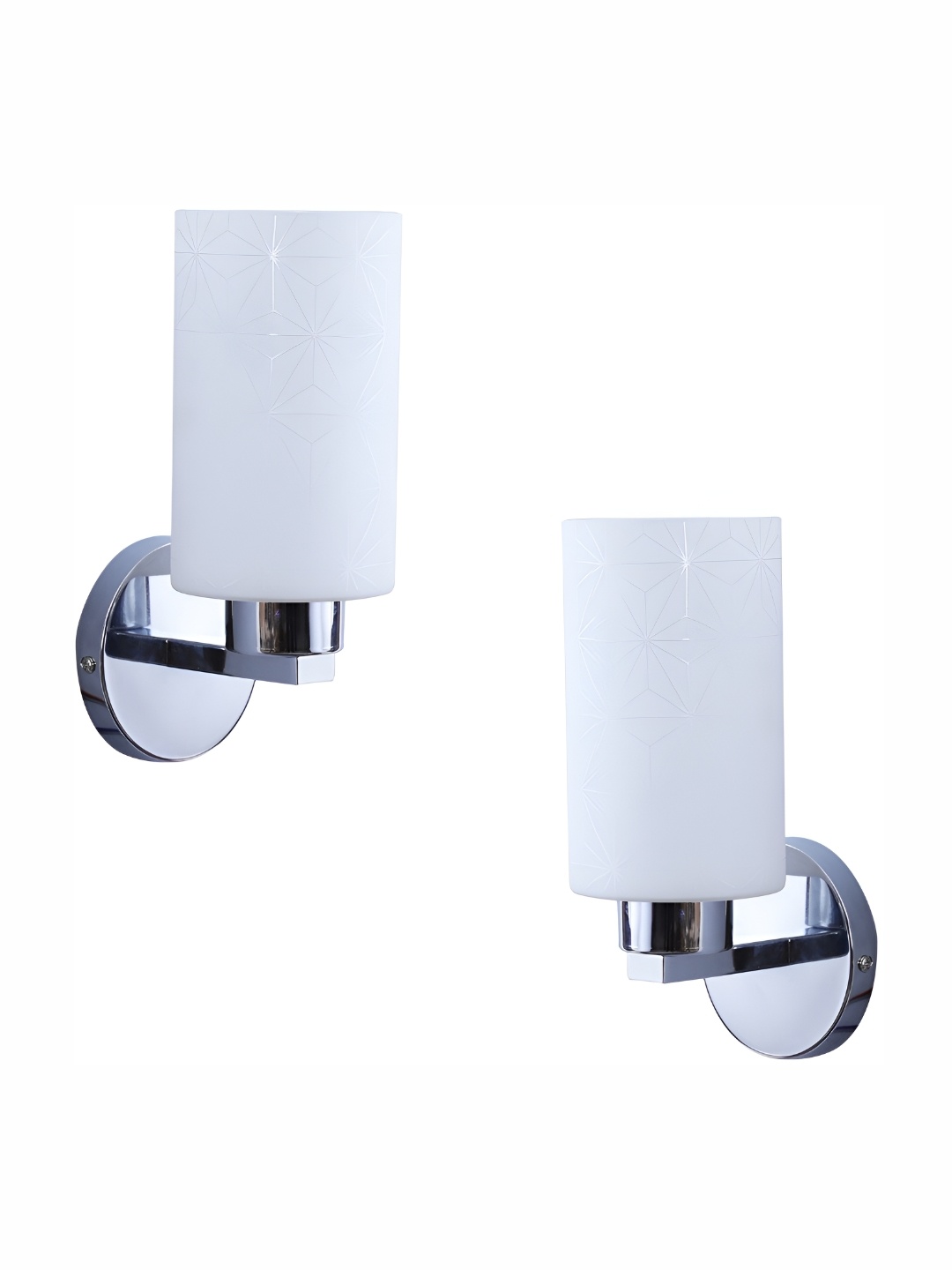 

DENICRAAS White Printed 2 Pcs Metal Contemporary Cylindrical Shaped Wall Lamps