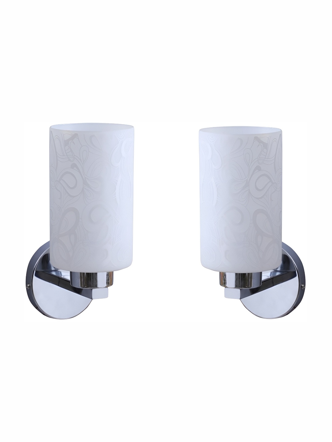 

DENICRAAS Silver-Toned 2 Pcs Printed Metal Contemporary Cylindrical Shaped Wall Lamp