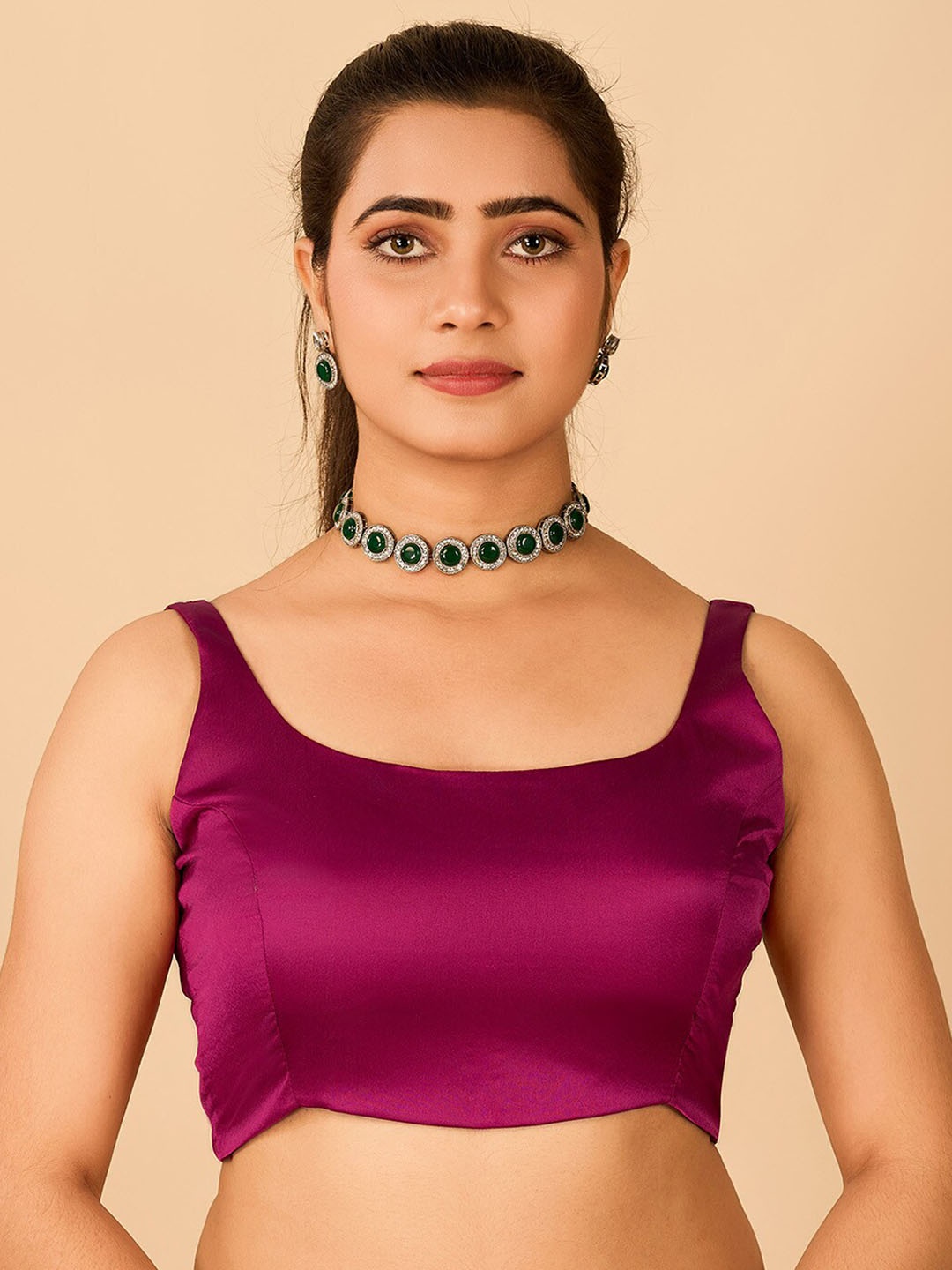 

flaher Satin Readymade Saree Blouse, Magenta