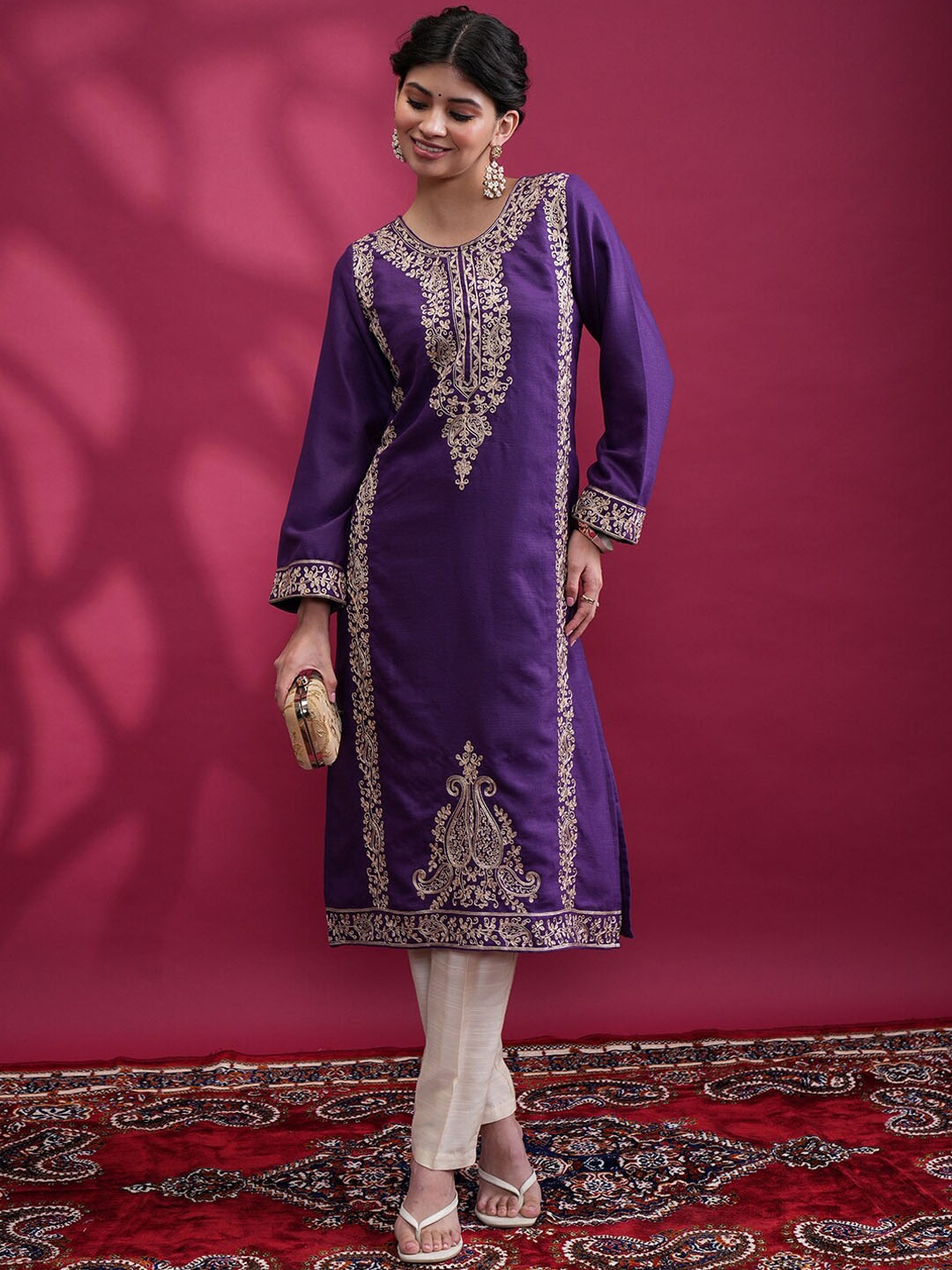 

Vishudh Purple Ethnic Motifs Embroidered Kurta