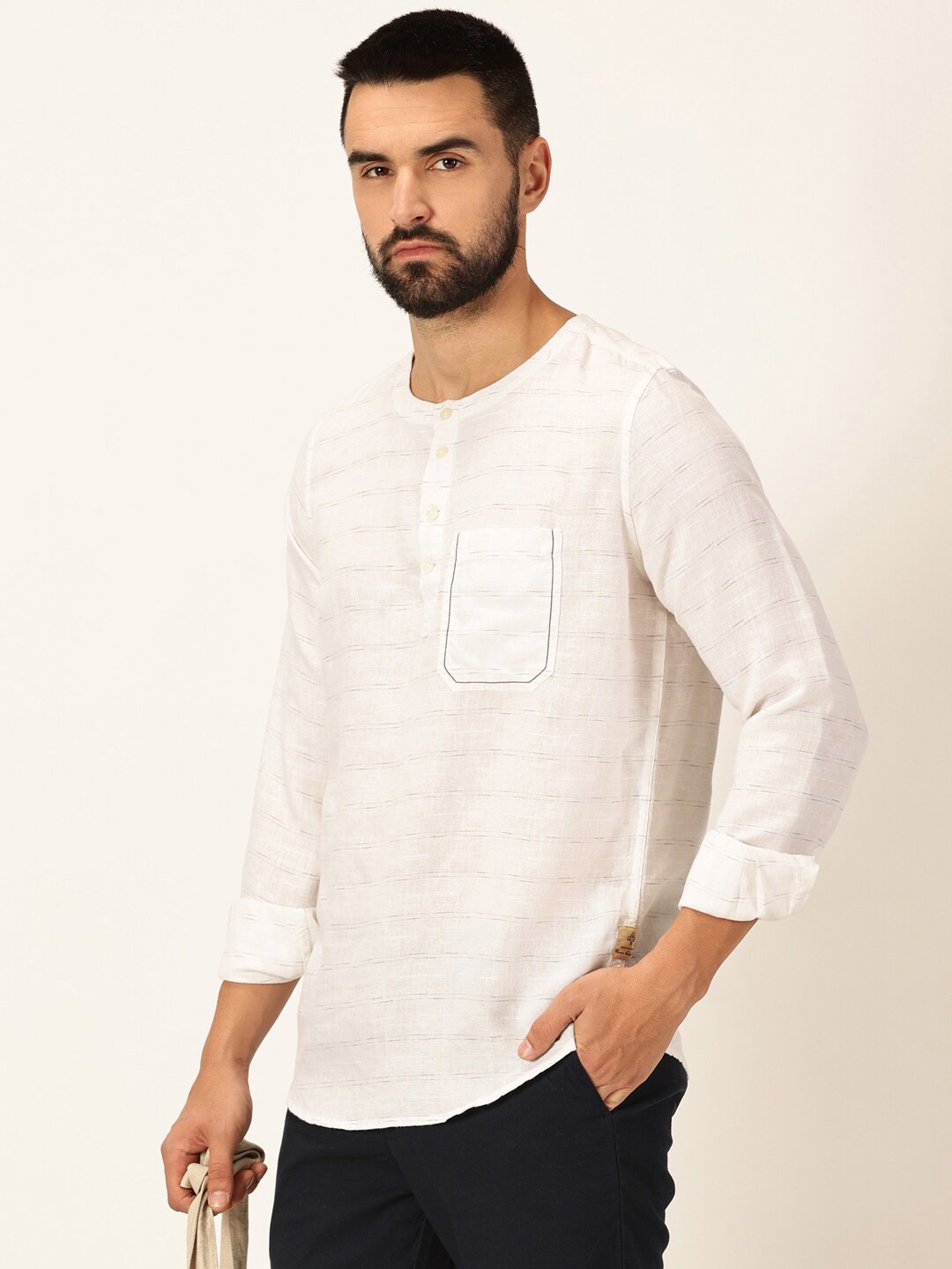 

Thomas Scott Premium Linen Slim Fit Long Sleeves Casual Shirt, Cream