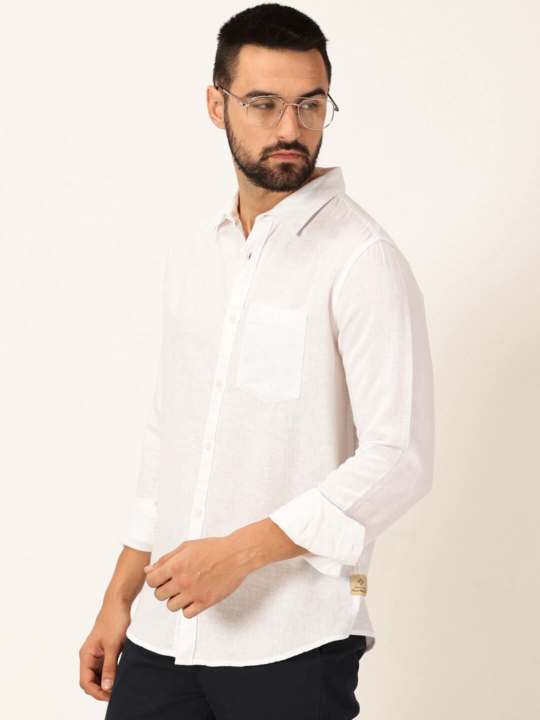 

Thomas Scott Premium Linen Slim Fit Long Sleeves Casual Shirt, White