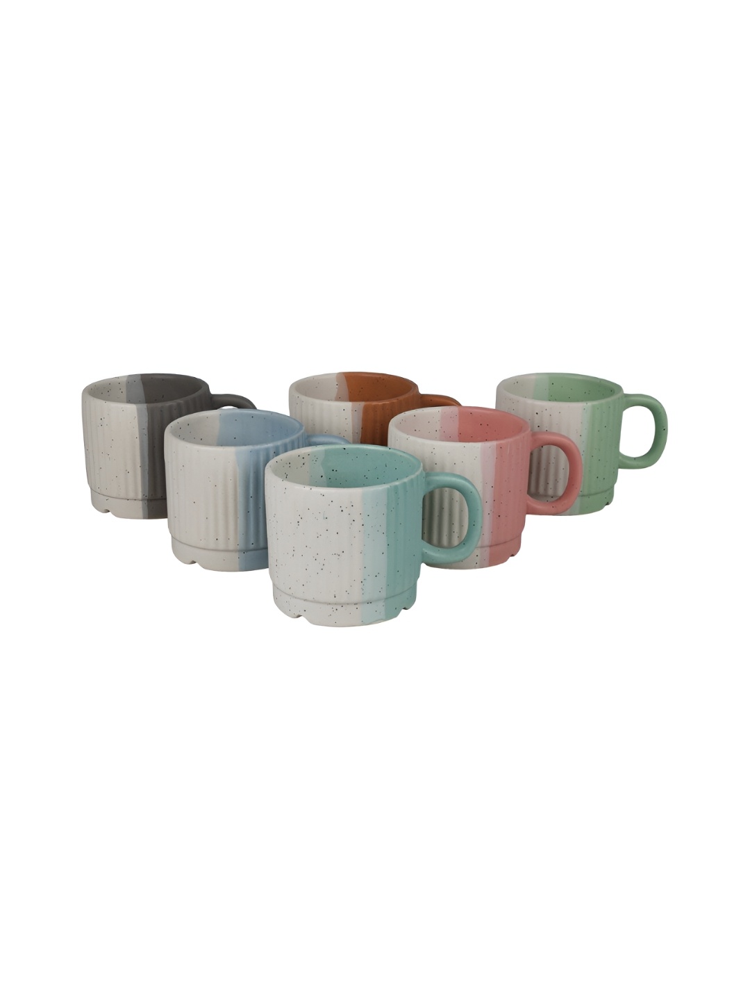 

CDI Grey & Green 6 Pieces Textured Ceramic Glossy Mugs 150ml Each