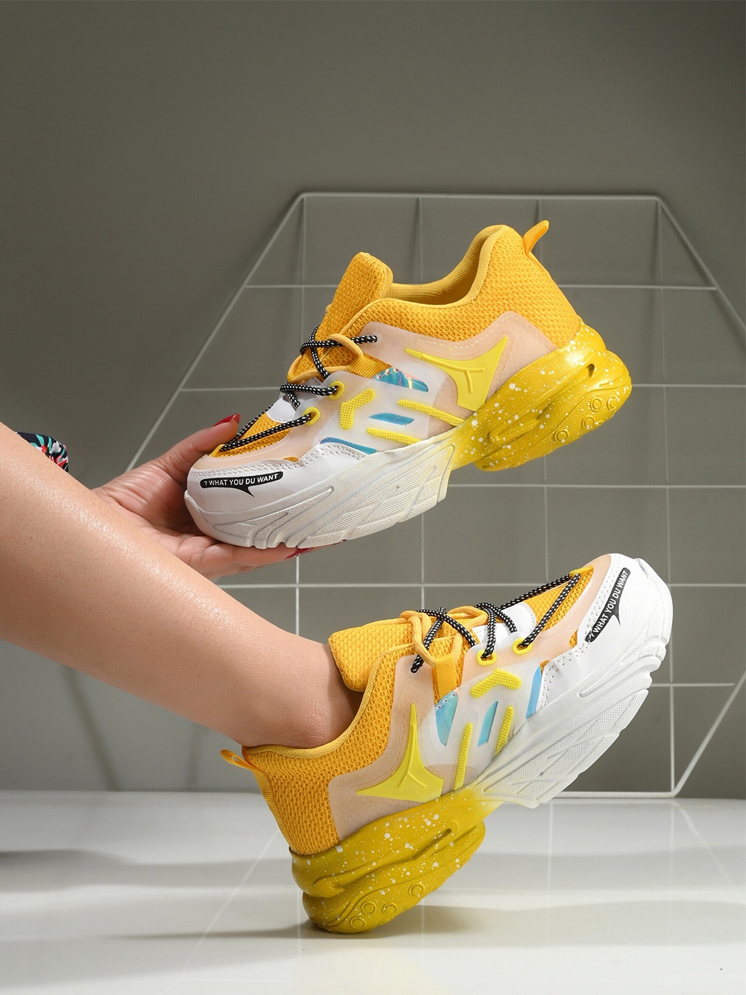 

Layasa Women Walking Shoes, Yellow