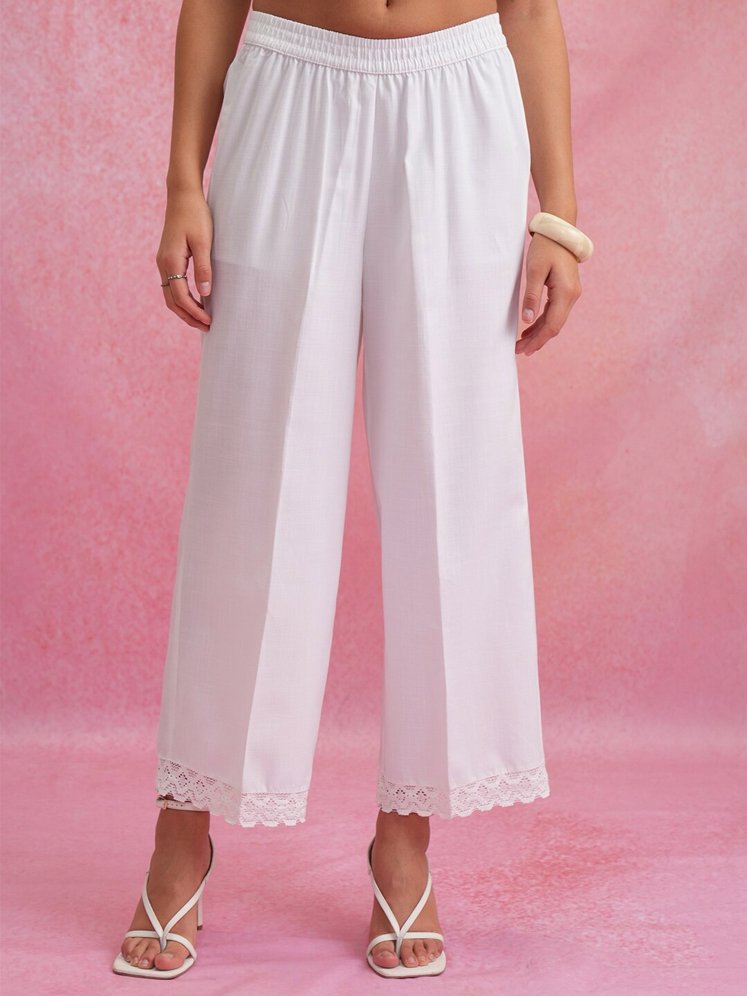 

Vishudh Women Cropped Palazzos, White