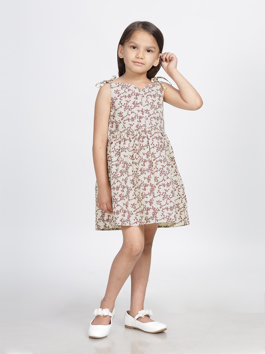 

IDAA Girls Floral Print Cotton Fit & Flare Dress, Yellow