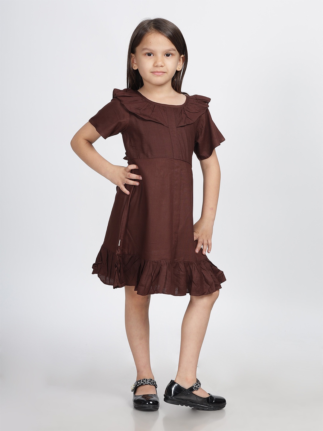 

IDAA Girls Fit & Flare Dress, Brown