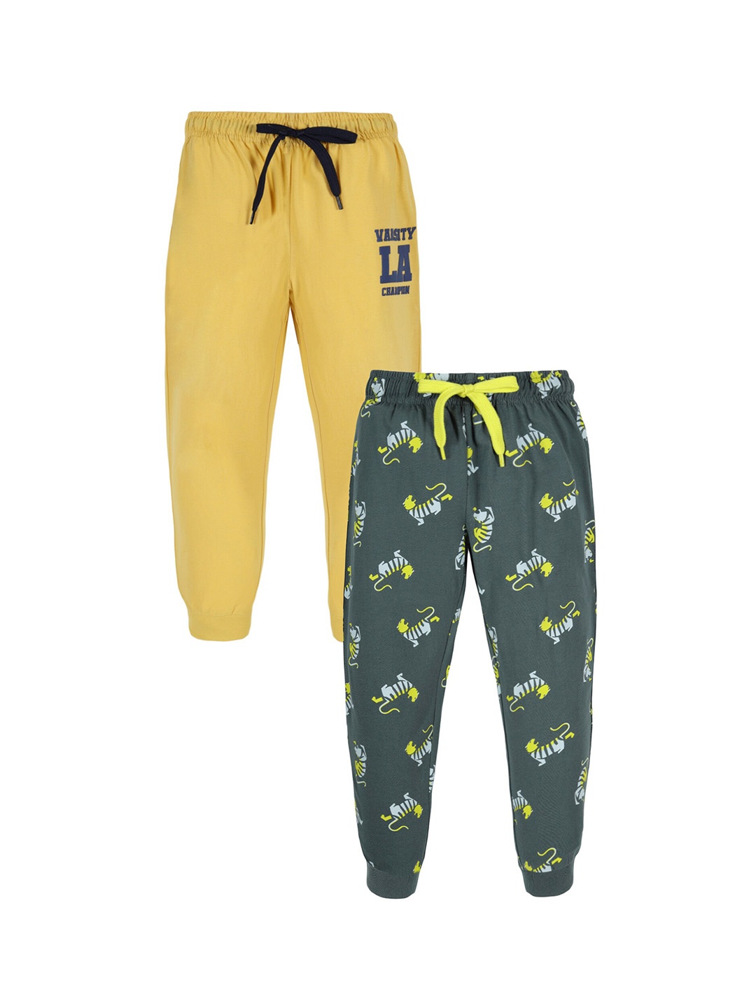 

PLUM TREE Boys Pack Of 2 Printed Pure-Cotton Joggers, Green