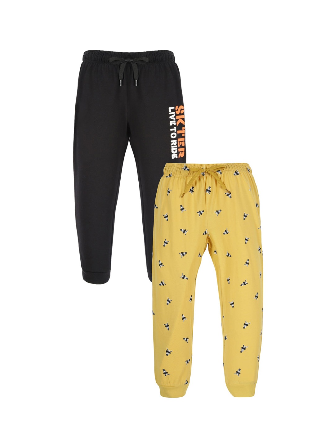 

PLUM TREE Boys Pack Of 2 Printed Pure-Cotton Joggers, Mustard