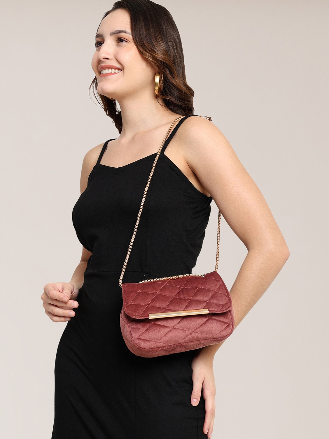 

MARKQUES Textured Suede Structured Handheld Bag with Quilted, Pink