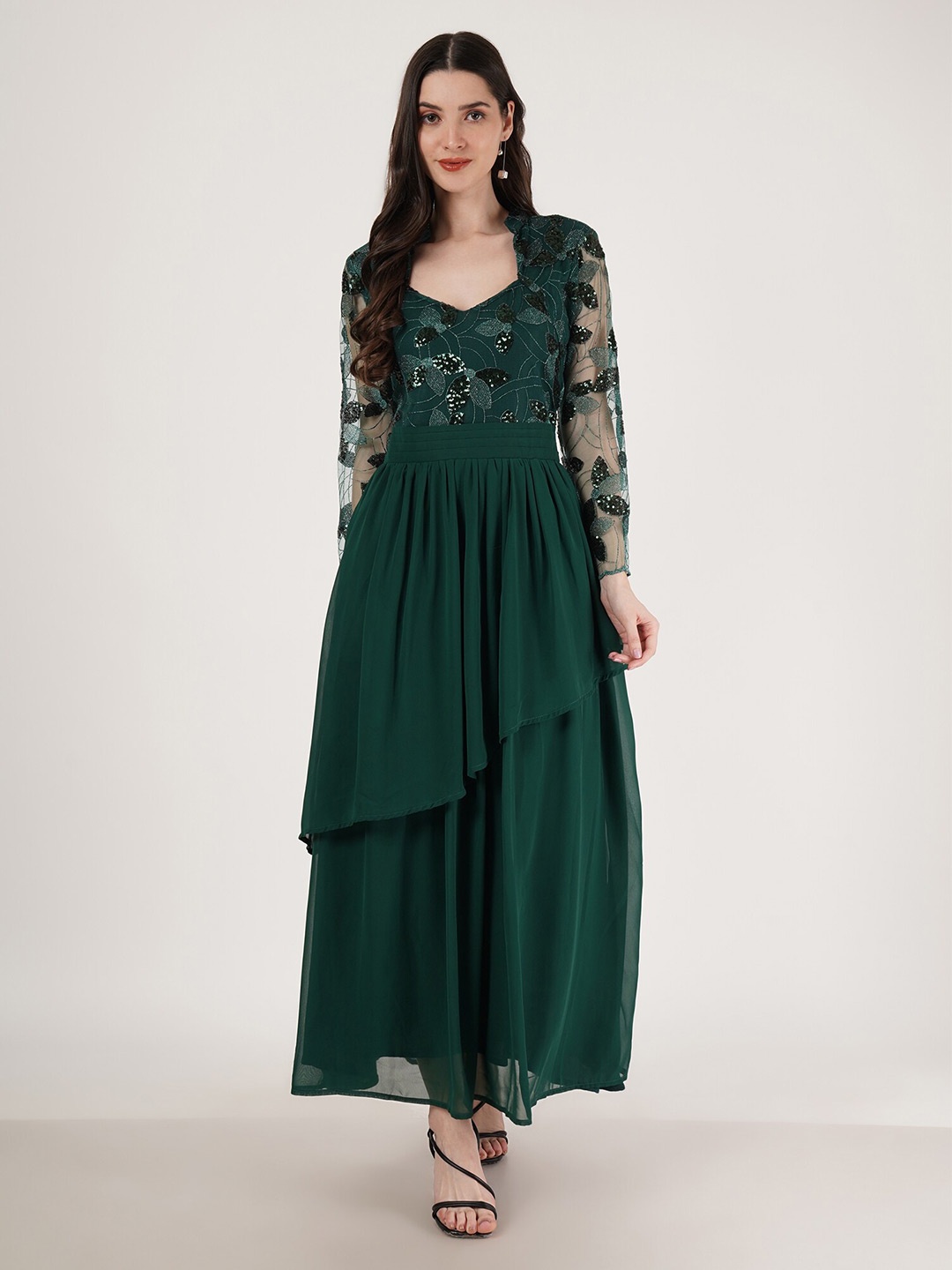 

Karmic Vision Georgette Maxi Dress, Green