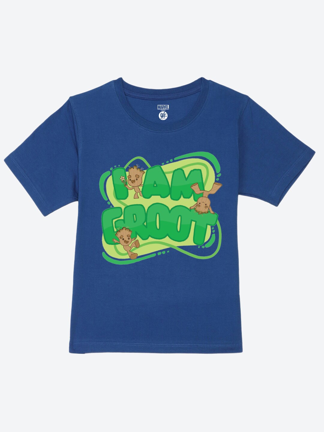

YK Marvel Boys Printed Round Neck Short Sleeves Pure Cotton Regular Fit T-shirt, Blue