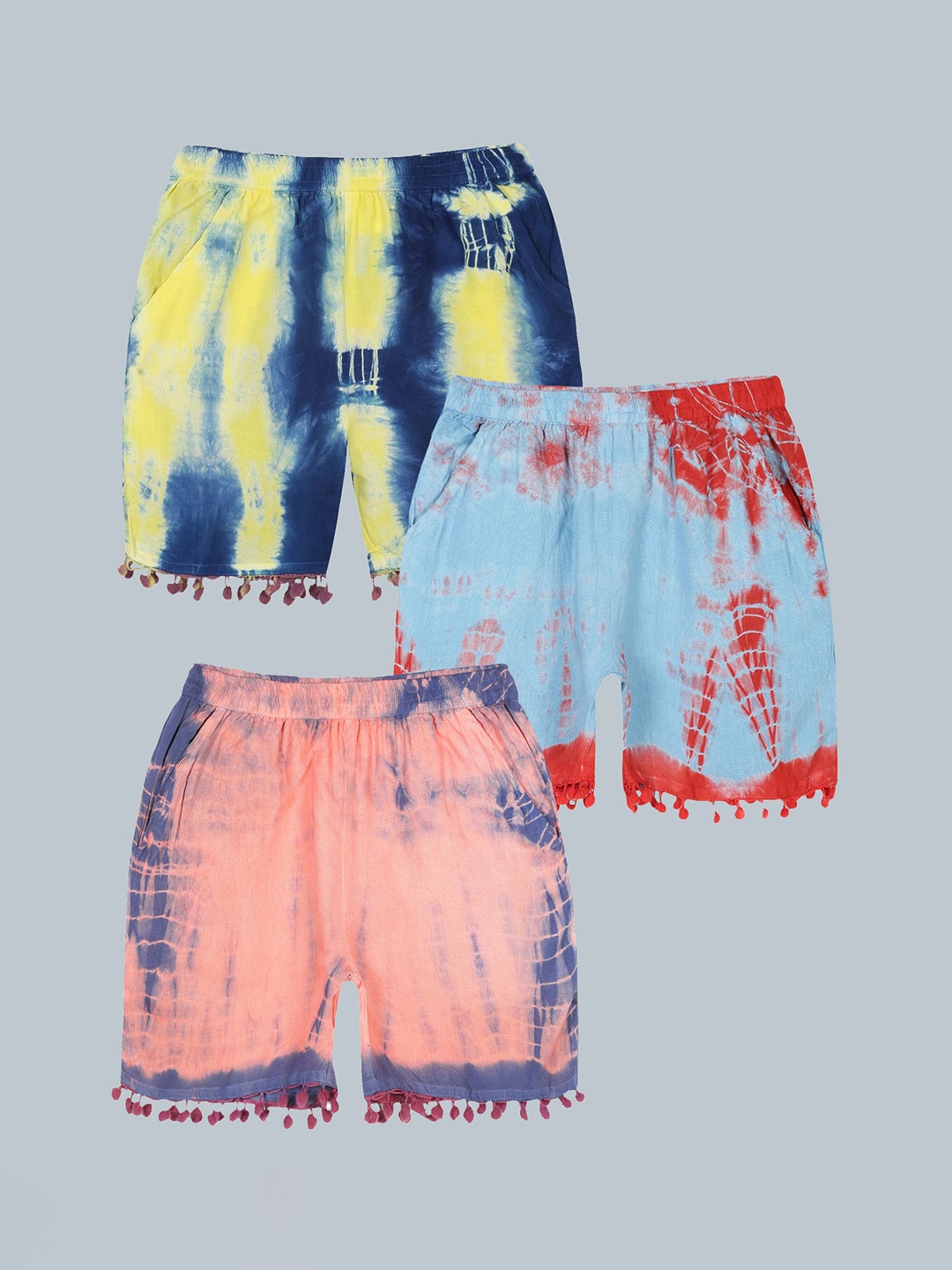 

KiddoPanti Girls Pack of 3 Dyed Shorts, Yellow