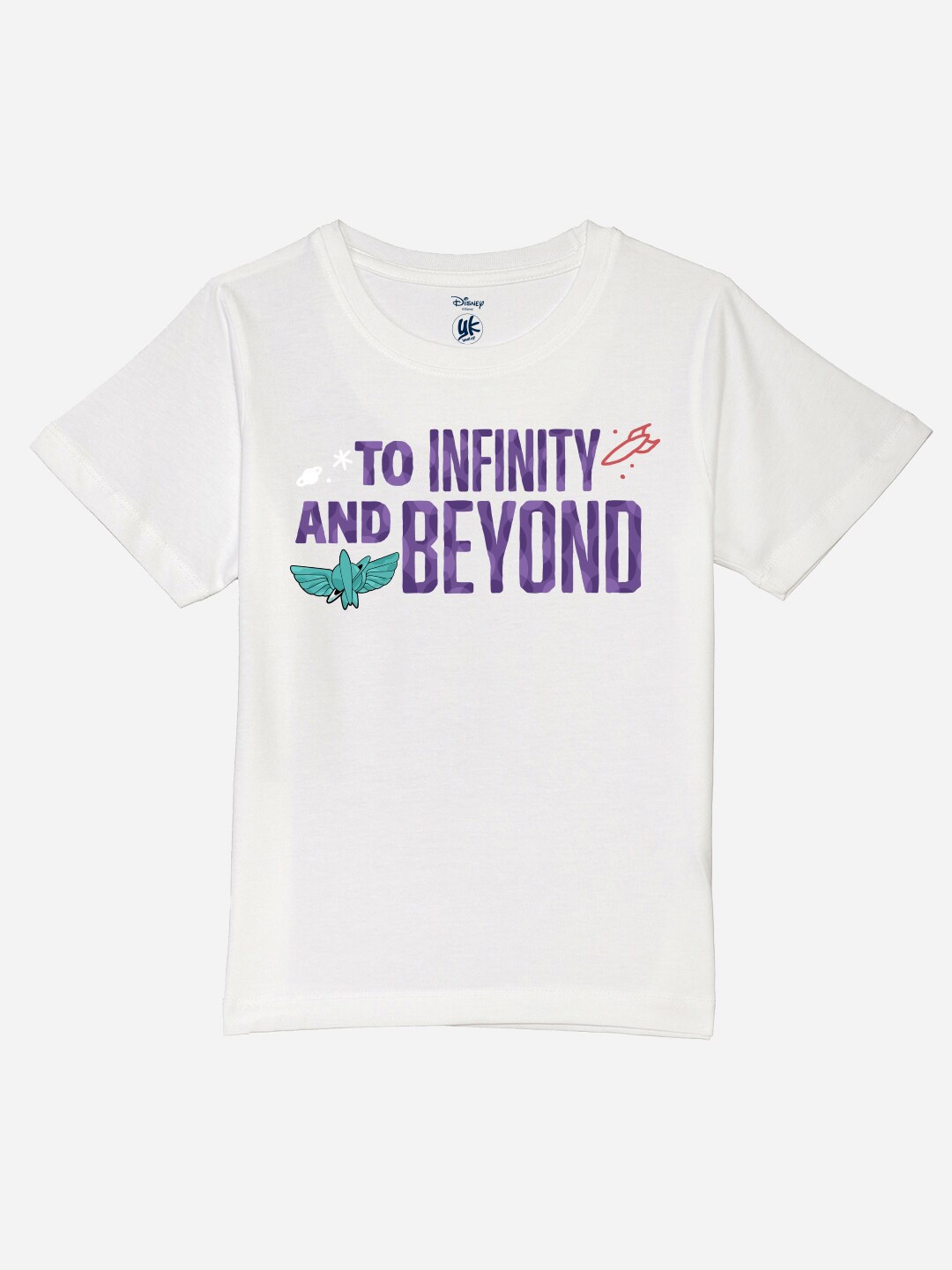 

YK Disney Boys Typography Printed Pure Cotton T-shirt, White