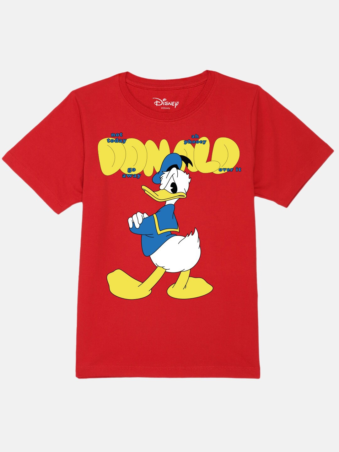 

YK Disney Boys Regular Fit Donald Duck Printed Pure Cotton Applique T-shirt, Red
