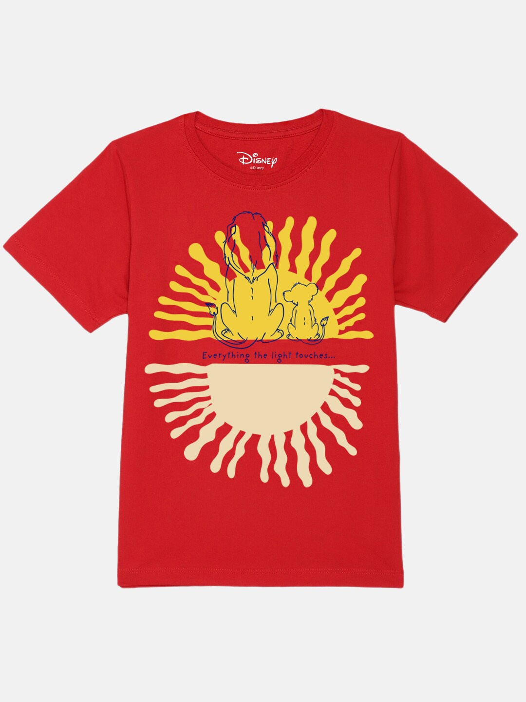 YK Disney Boys Printed Pure Cotton Round Neck T-shirt, Red