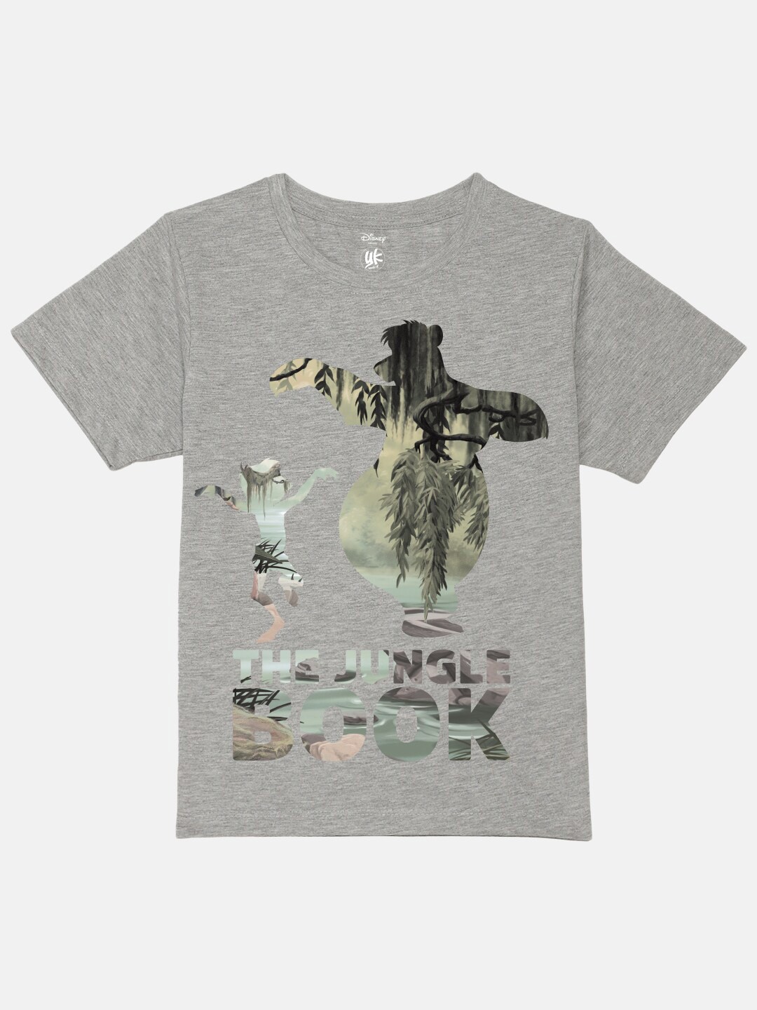 

YK Disney Boys The Jungle Book Printed Pure Cotton Casual T-shirt, Grey