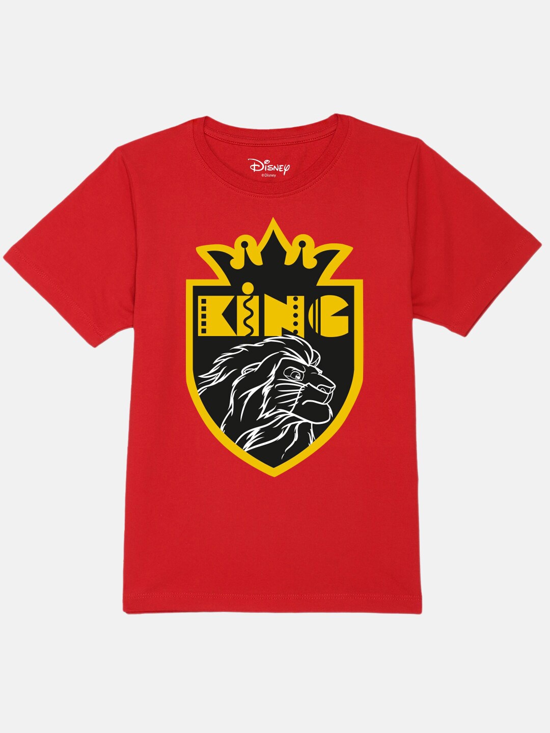 

YK Disney Boys Regular Fit Lion King Printed Pure Cotton Applique T-shirt, Red