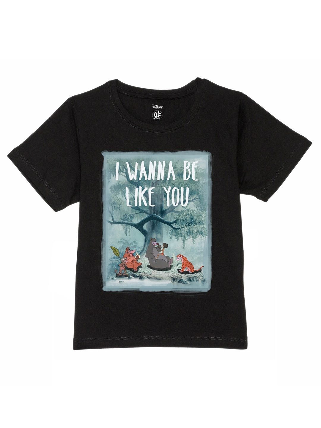 

YK Disney Boys Printed Pure Cotton Round Neck T-shirt, Black