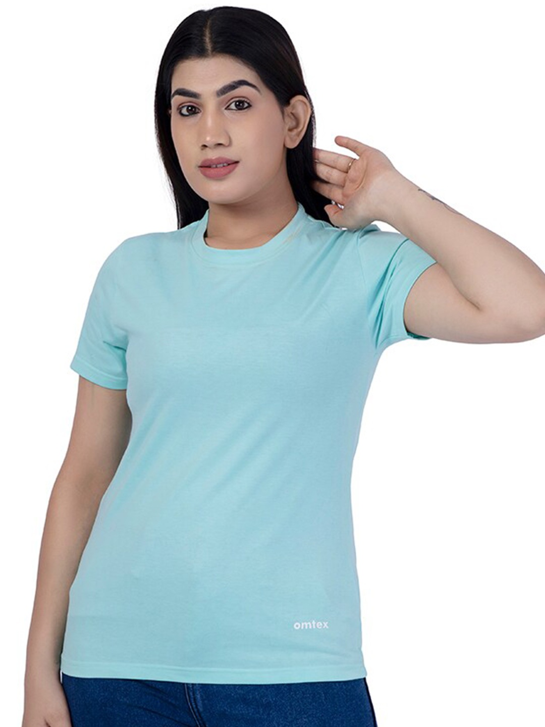 

Omtex Round Neck Short Sleeves T-shirt, Turquoise blue