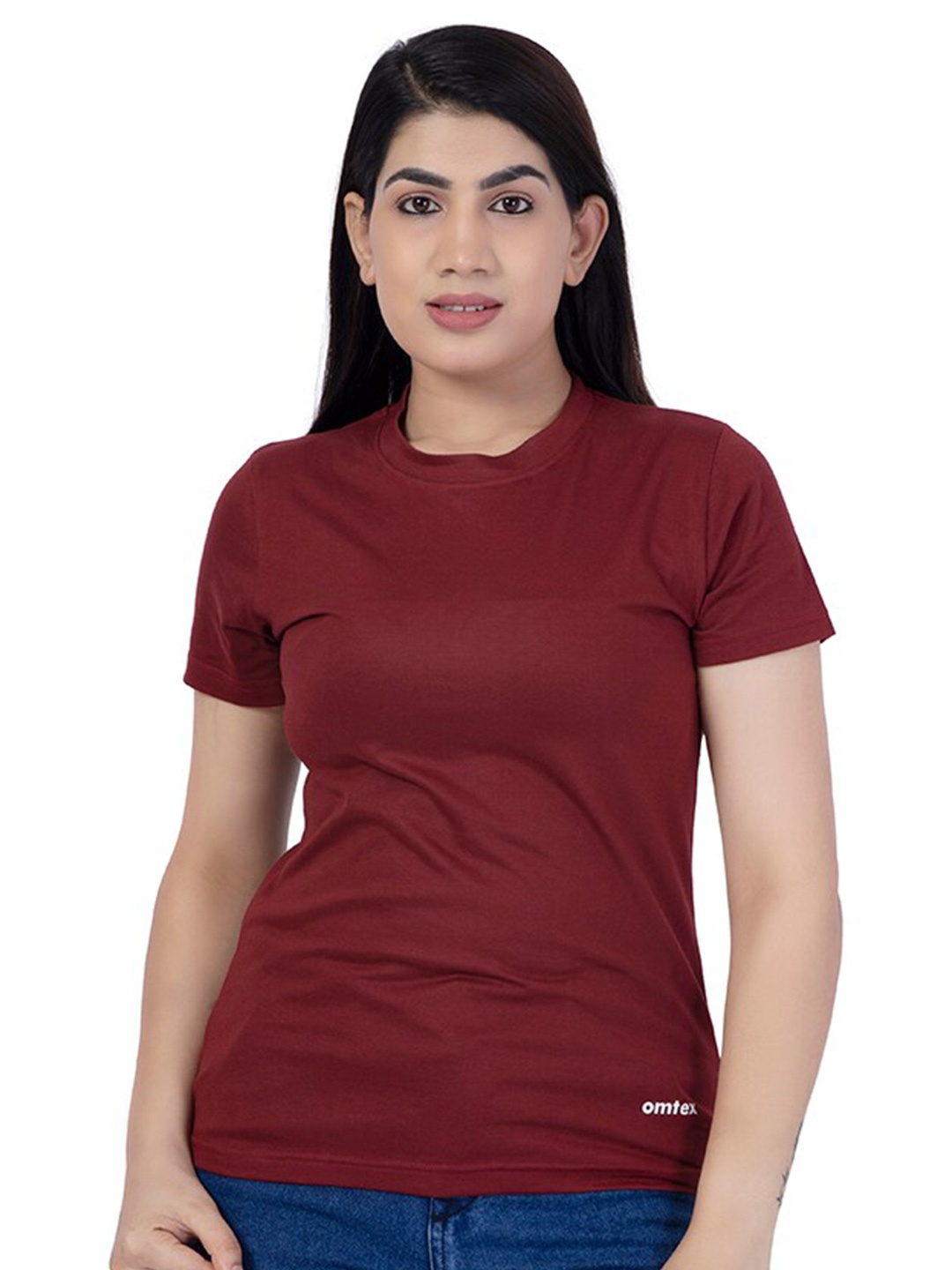 

Omtex Round Neck Short Sleeves T-shirt, Maroon