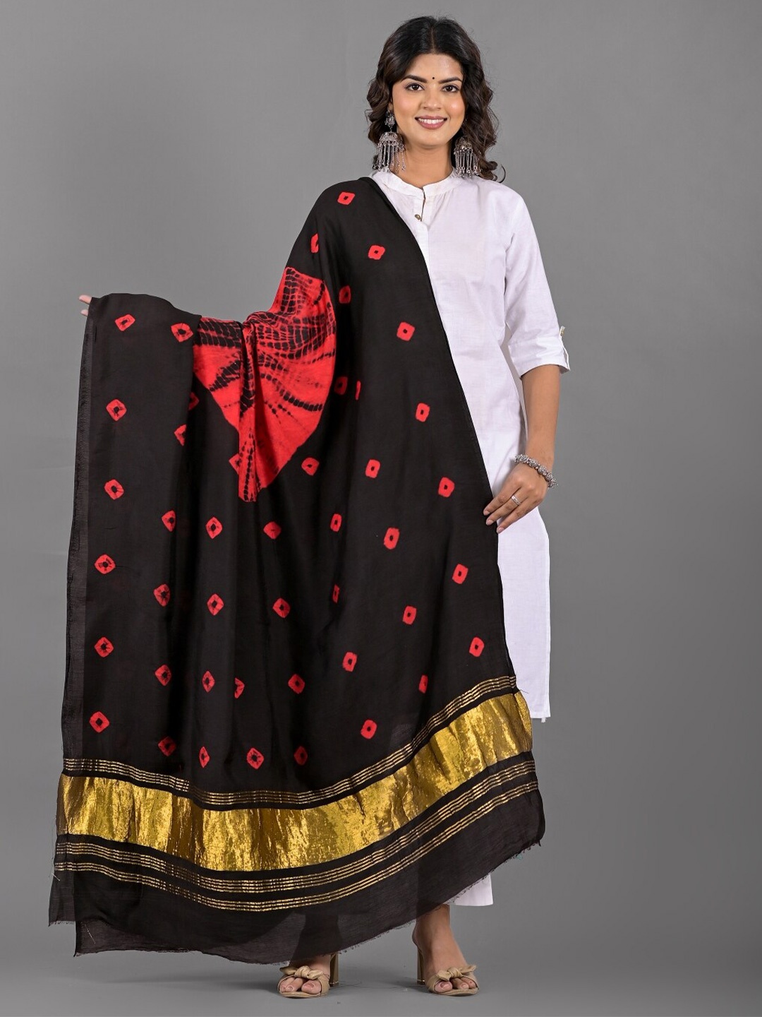 

Apratim Geometric Printed Dupatta, Black