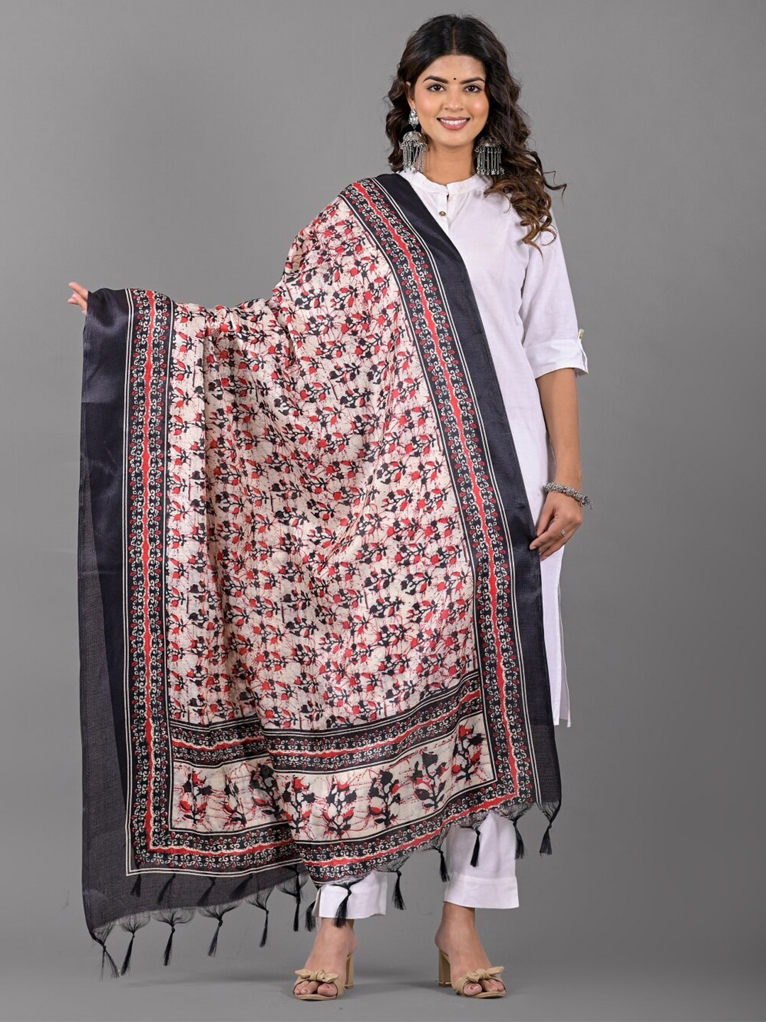 

Apratim Ethnic Motifs Printed Dupatta, Beige