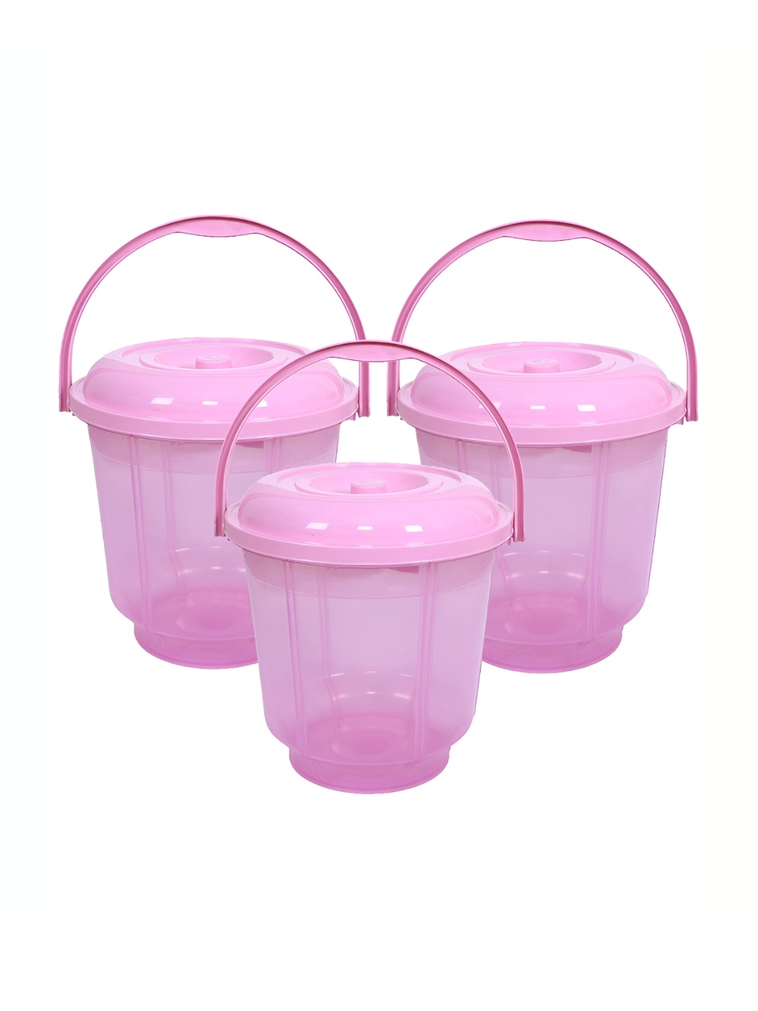 

Kuber Industries Pink 3 Pieces Unbreakable Bathroom Buckets 13 L Each