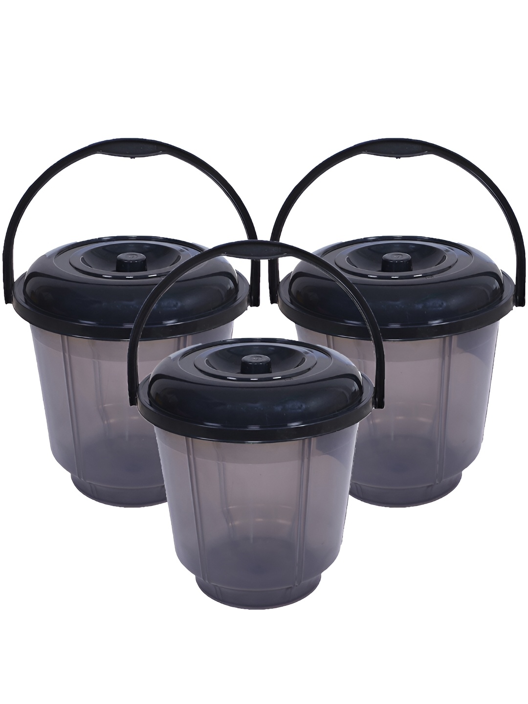 

Kuber Industries Black 3 Pieces Unbreakable Bathroom Buckets 13 L Each
