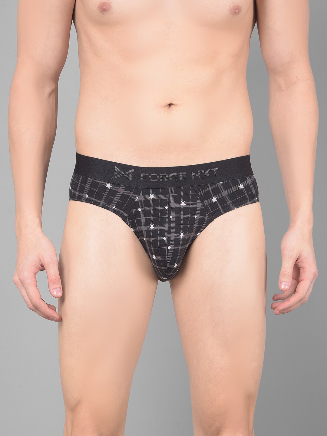 

Force NXT Checked Cotton Ultrasoft Anti Microbial Basic Briefs MNFL-35P-P4-PO1, Black