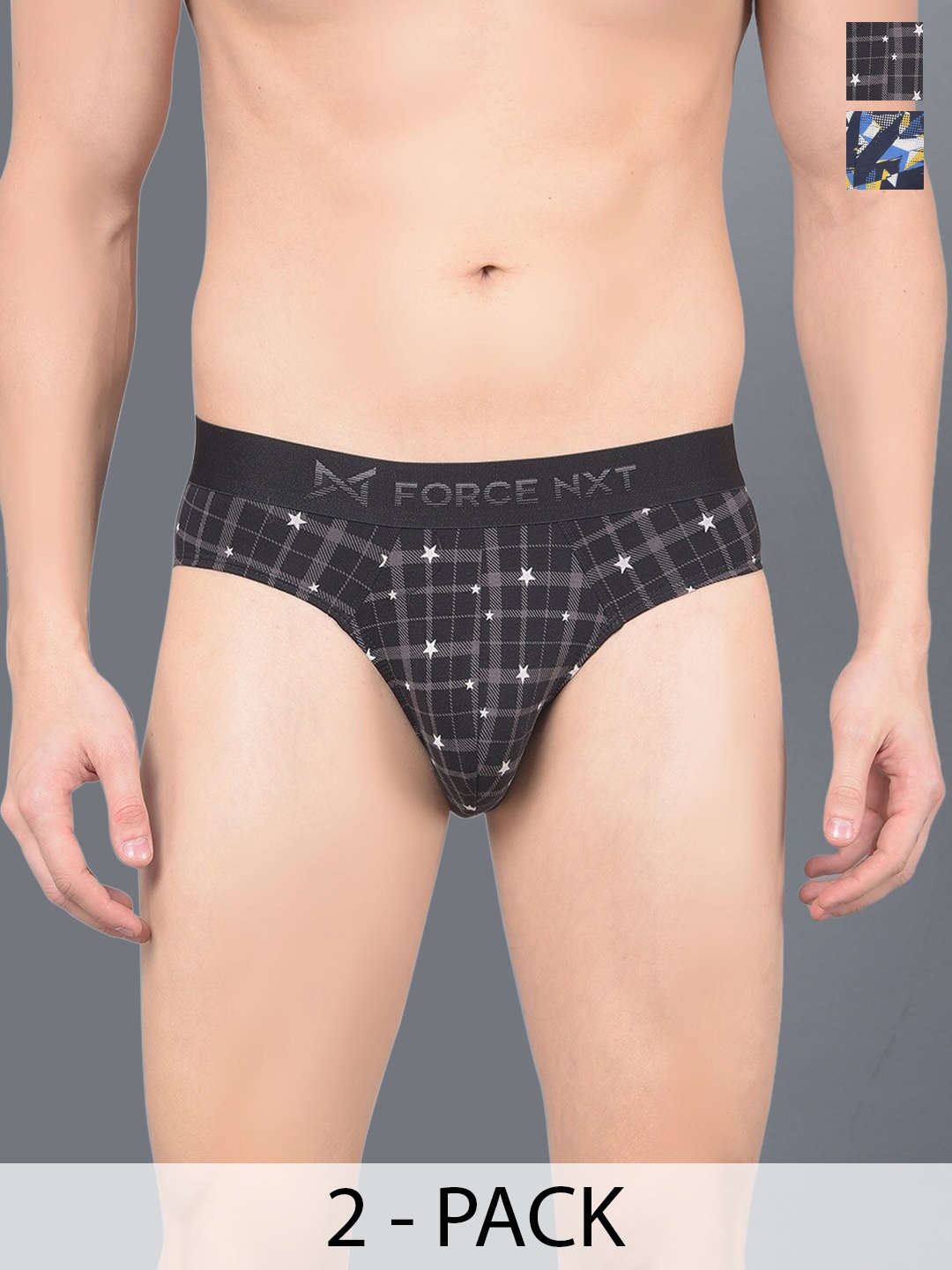 

Force NXT Pack of 2 Printed Ultrasoft Anti Microbial Basic Briefs MNFL-35P-P4-5-PO2, Blue