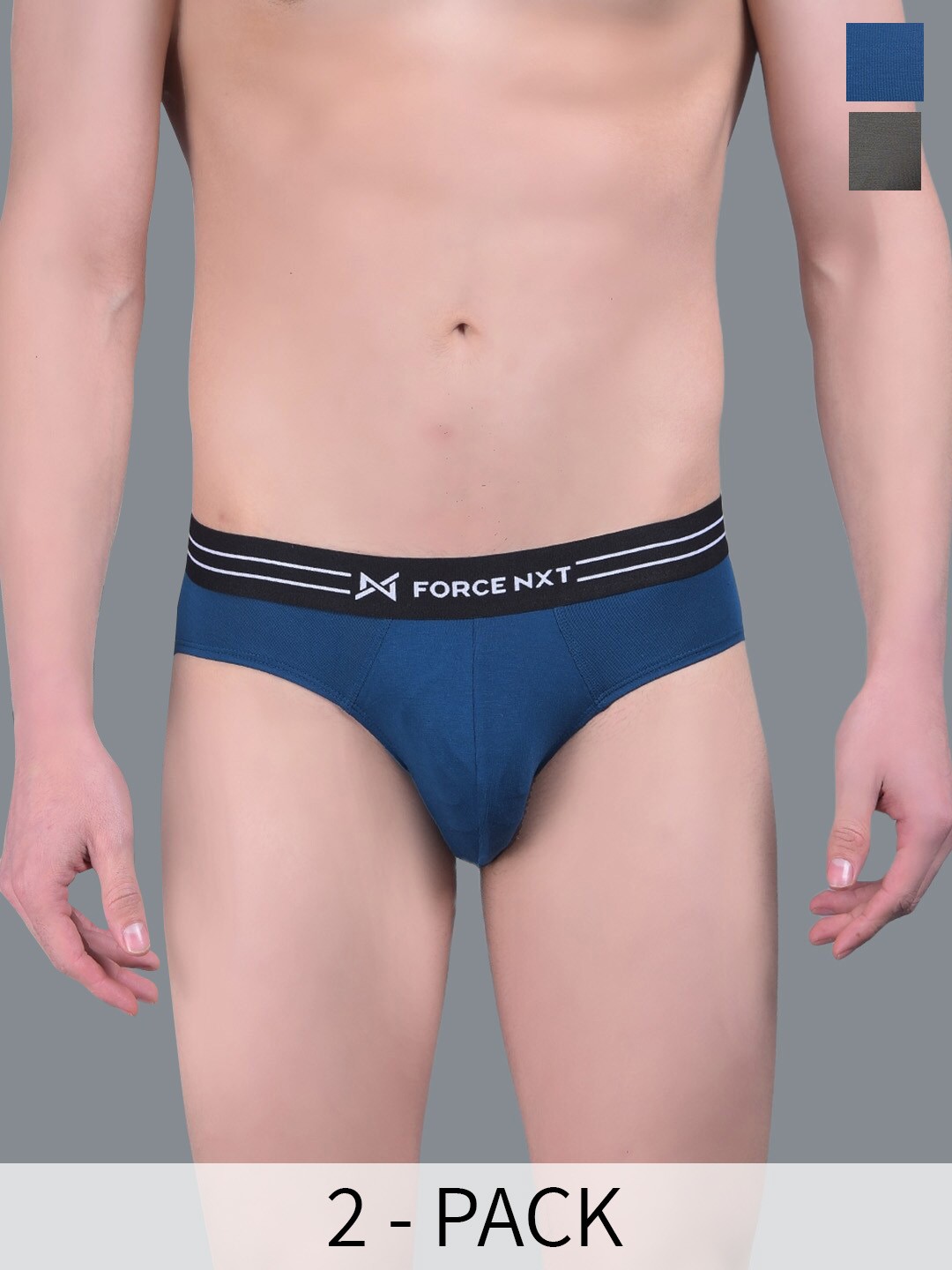 

Force NXT Pack of 2 Cotton Ultrasoft Anti Microbial Basic Briefs MNFS-11-C4-5-PO2, Blue