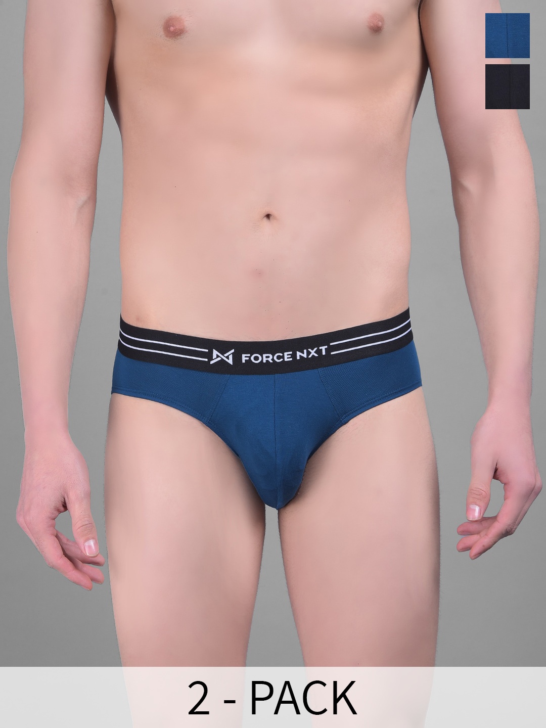 

Force NXT Pack of 2 Cotton Ultrasoft Micromodal Four Way Stretch Brief MNFS-11-C5-1-PO2, Black