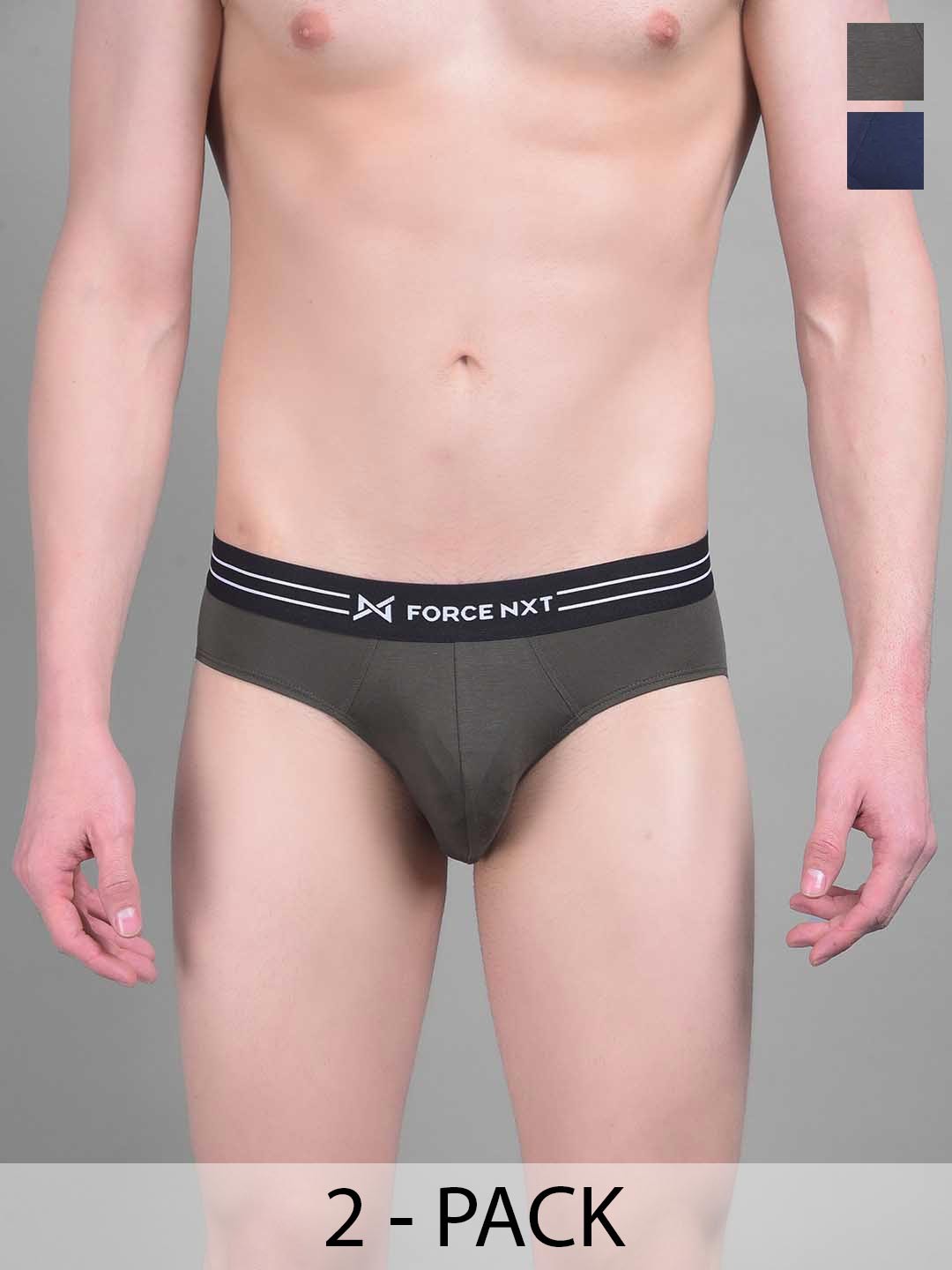 

Force NXT Pack of 2 Cotton Ultrasoft Anti Microbial Brief MNFS-11-C3-4-PO2, Navy blue